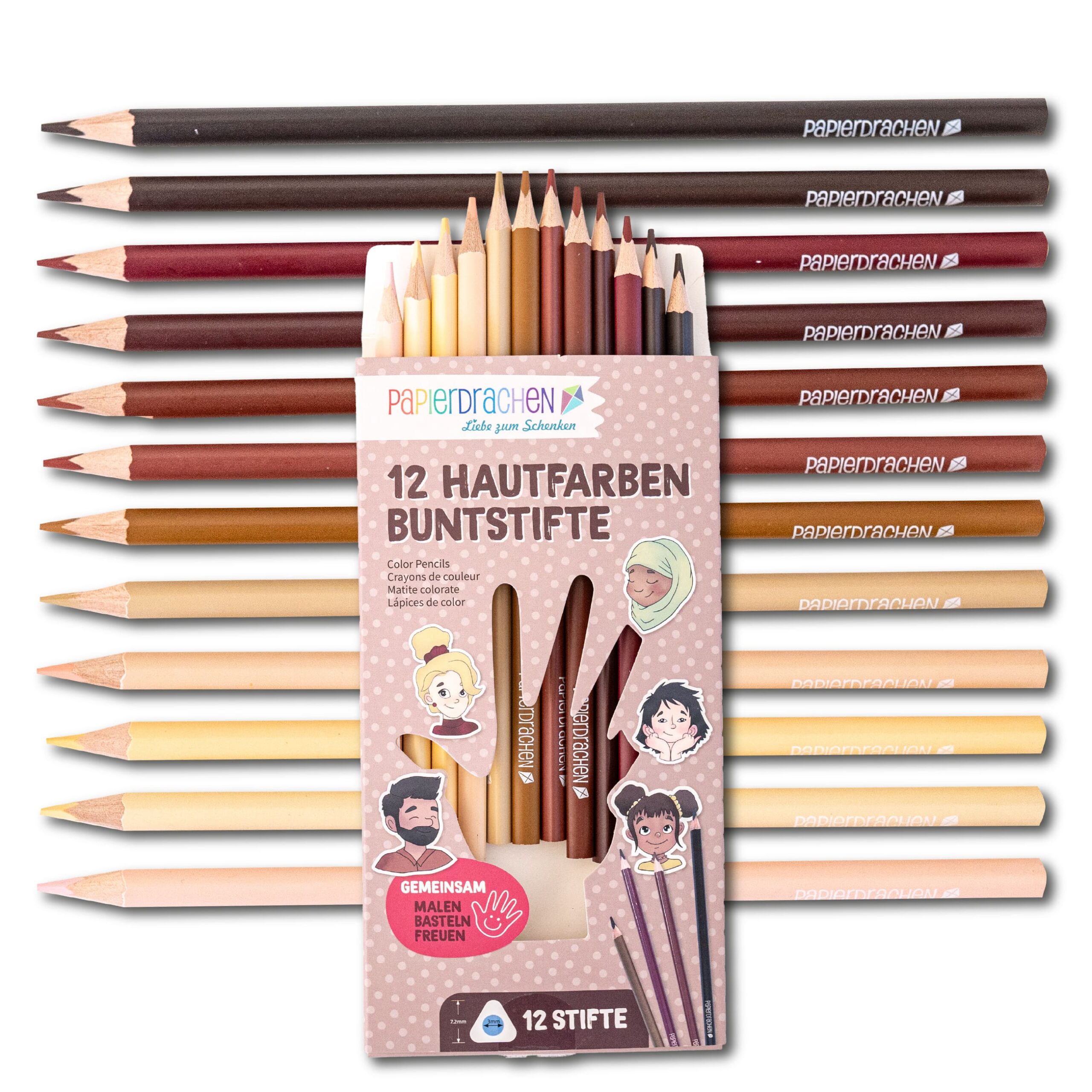 12 Buntstifte in Hautfarben