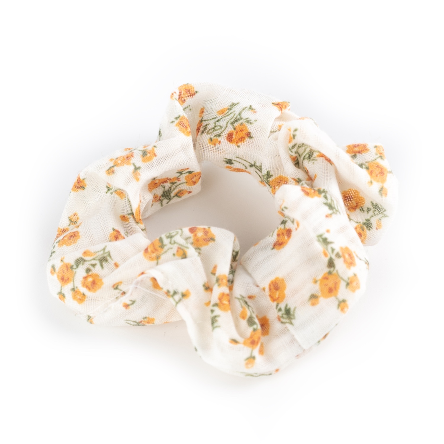 Busy Lizzie - Scrunchie - Weiß mit gelben Blumen