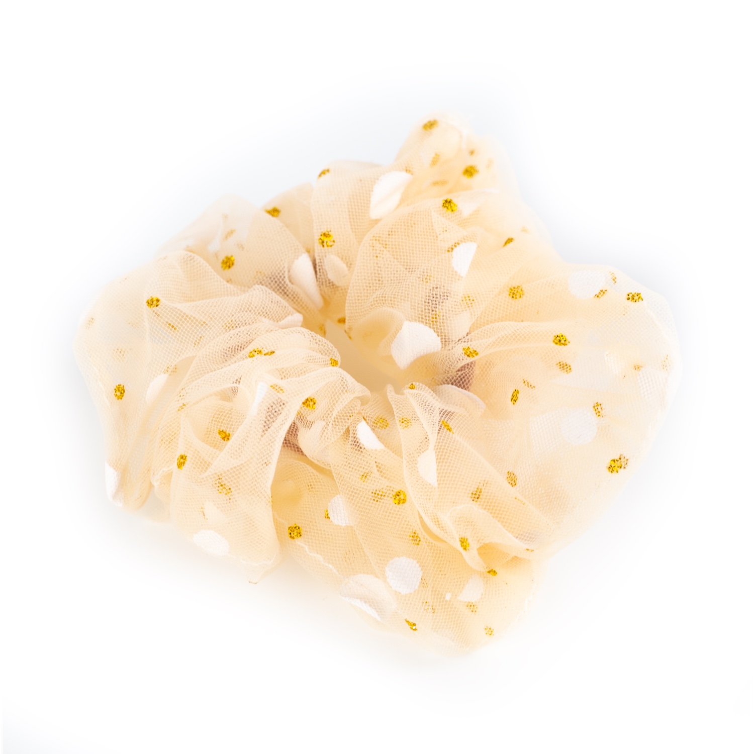 Busy Lizzie - Scrunchie - Organza - Silberpunkte - Pfirsich