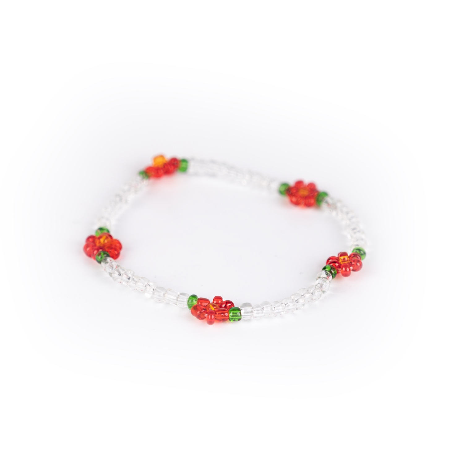 Busy Lizzie - Armband - Blumen - Rot/Weiß