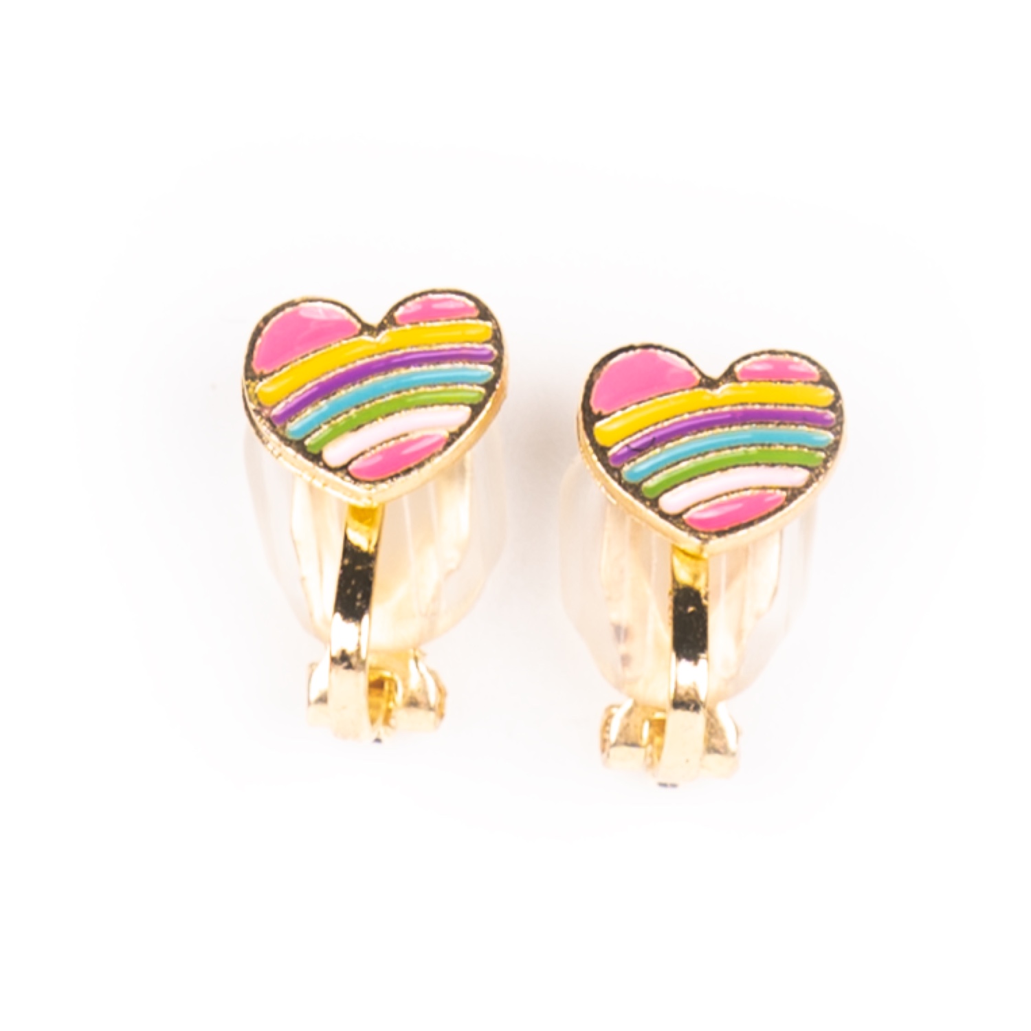 Busy Lizzie - Ohrclips - Herzen - Regenbogen