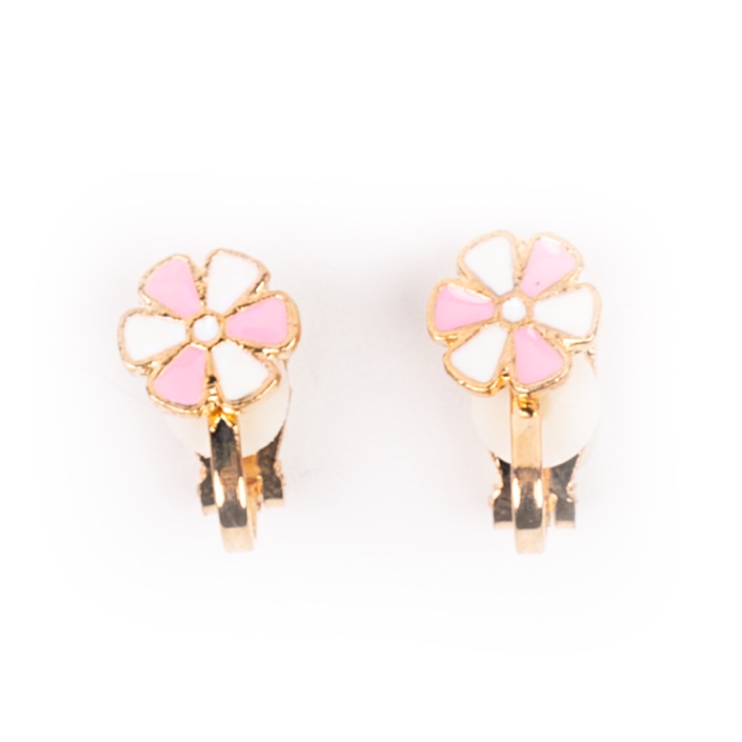 Busy Lizzie - Ohrclips - Blumen - Rosa/Weiss