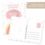 Postkarte mit Button – Einhorn
