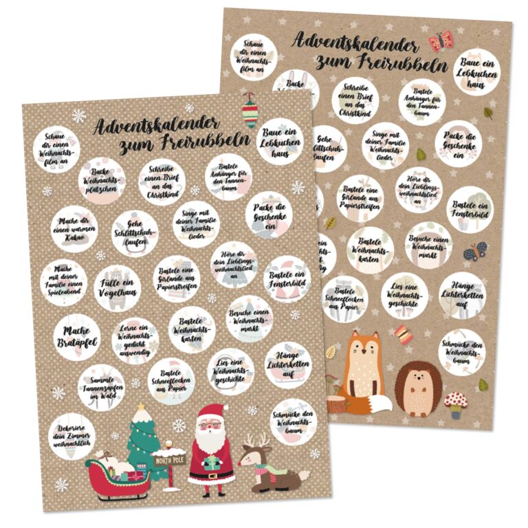 Adventskalender zum Freirubbeln – Weihnachtsaufgaben für Kinder