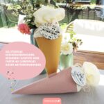 2 Kitatüten Musselin Rosa und Gelb mit Holzanhänger