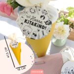 2 Kitatüten Musselin Rosa und Gelb mit Holzanhänger