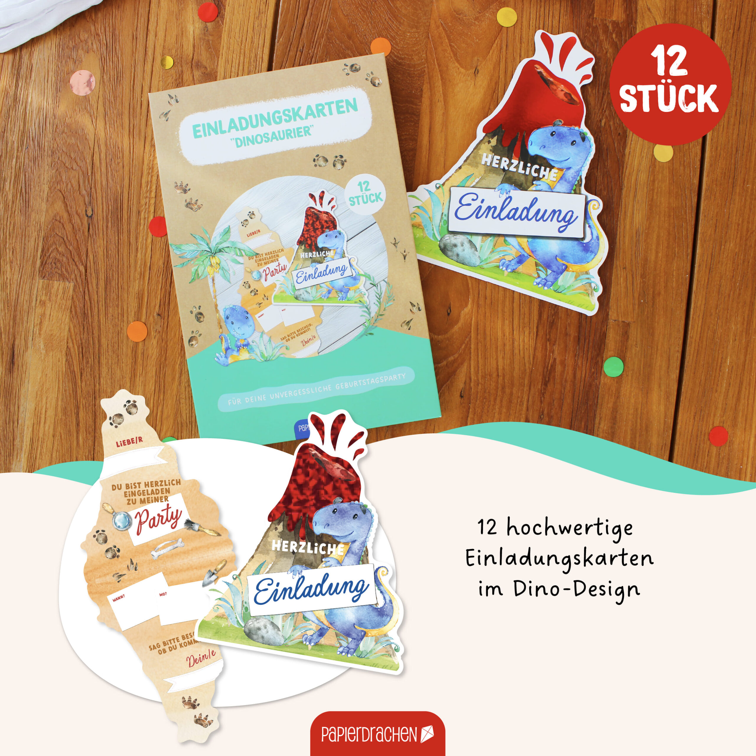 12 Einladungskarten Vulkan