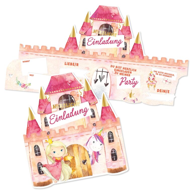 12 Einladungskarten Schloss