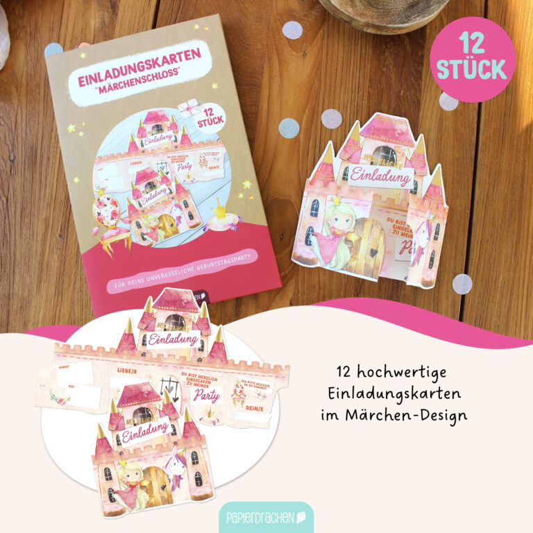 12 Einladungskarten Schloss