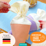 2 Schultüten Musselin Lila und range mit Holzanhänger