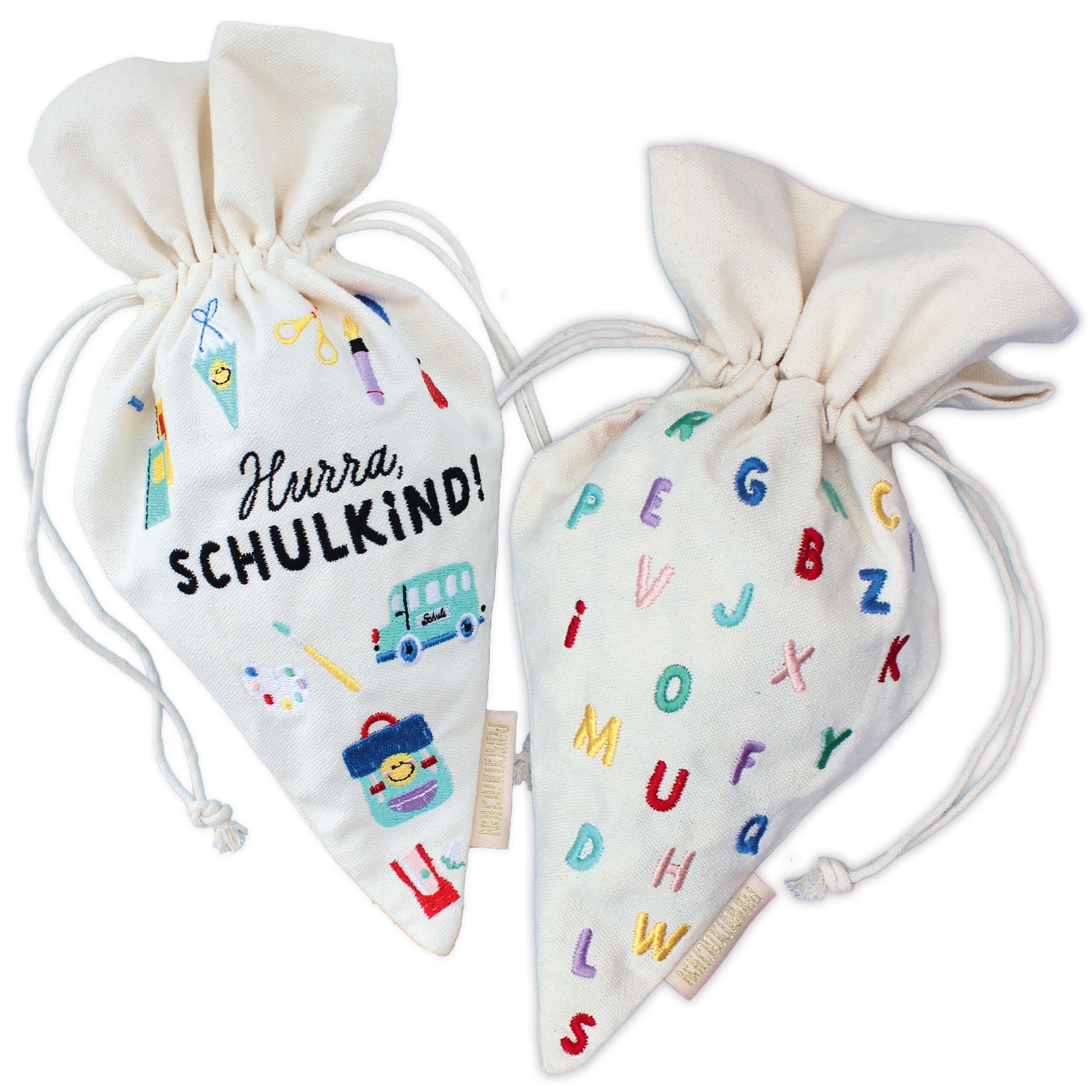 2 Geschenkbeutel Schultüten Canvas bunt Schulkind 2 Geschenkbeutel Schultüten Canvas bunt Schulkind