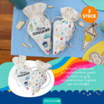 2 Geschenkbeutel Schultüten Canvas bunt Schulkind