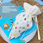 2 Geschenkbeutel Schultüten Canvas bunt Schulkind