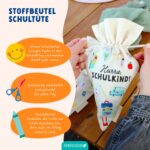 2 Geschenkbeutel Schultüten Canvas bunt Schulkind