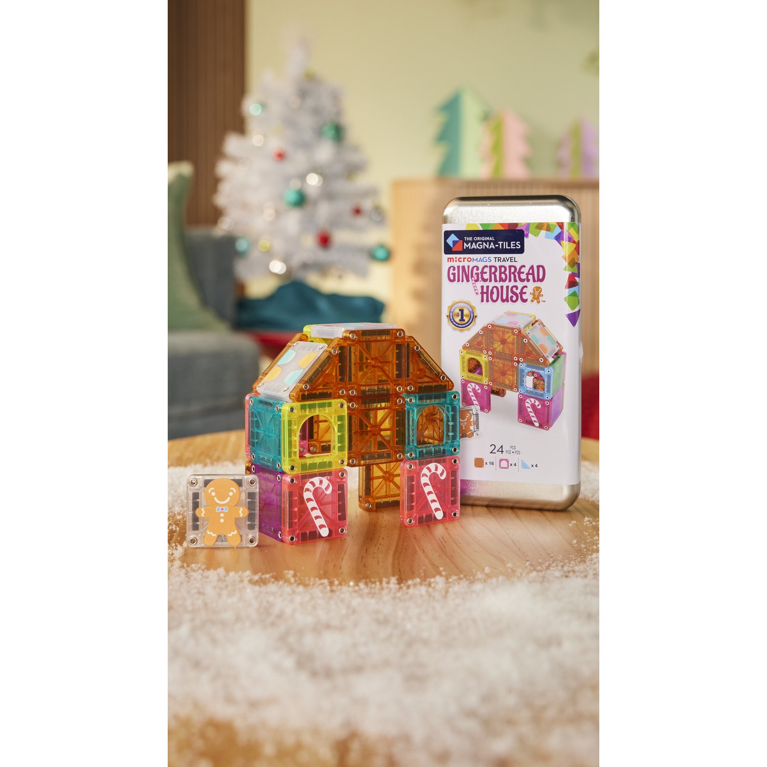 MAGNA-TILES®microMAGS Lebkuchenhaus Travel-Set, 24-teilig, magnetisch